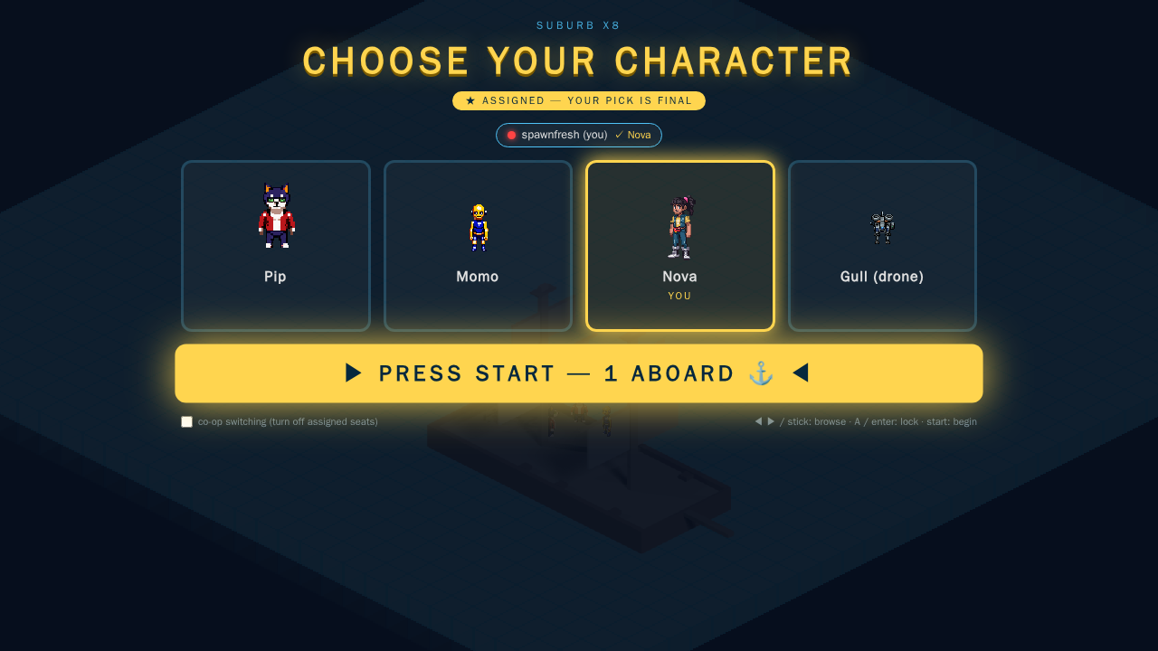 The arcade character-select screen
